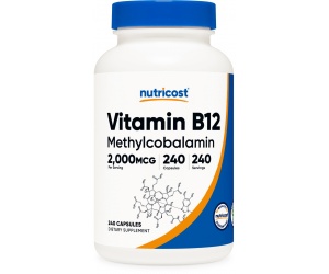 VITAMIN B12 (Methylcobalamin) CAPS (2000 MCG) (240 Capsules)- Ngăn ngừa Thiếu Máu, Mất Trí nhớ, Loãng Xương