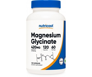 MAGNESIUM GLYCINATE (420 MG) (120 Capsules)-Khoáng Chất cho Tổng Hợp DNA, Năng Lượng,Co Cơ, Cortisol