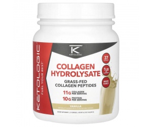 COLLAGEN HYDROLYSATE (Grass Fed Collagen- Vanilla)- KETOLOGIC -1 LBS (#450GR)-37 SERVINGS