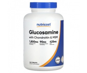 GLUCOSAMINE (1800MG)WITH CHONDROITIN(90MG) & MSM(425MG)-240 TABLETS-SỨC KHỎE SỤN,KHỚP-HỔ TRỢ ĐIỀU TRỊ THOÁI HÓA KHỚP-VIÊM KHỚP