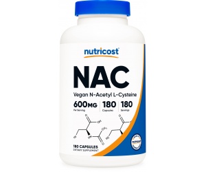 N-ACETYL  L-CYSTEINE  (NAC) Capsules (600 MG) (180 Capsules)-Tăng Cường Hệ Miễn Dịch-Bảo vệ Tế bào Thần KInh