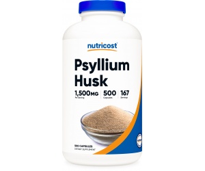 PSYLLIUM HUSK  Capsules (500 MG) (500 Capsules)- Vỏ Mã Đề - Bổ Sung Chất Xơ hòa tan Nhuận Tràng Tự Nhiên