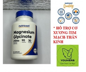 MAGNESIUM GLYCINATE -210MG-90 CAPS- HỔ TRỢ SỨC KHỎE CƠ BẮP, XƯƠNG; TIM; THẦN KINH