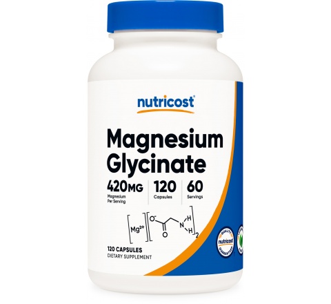 MAGNESIUM GLYCINATE (420 MG) (120 Capsules)-Khoáng Chất cho Tổng Hợp DNA, Năng Lượng,Co Cơ, Cortisol