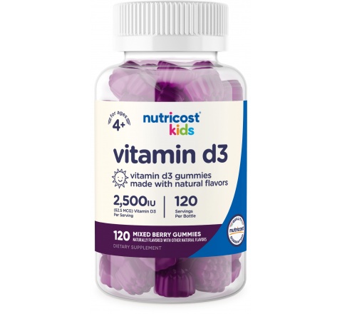 KIDS  VITAMIN D3 Gummies (2,500 IU) (120 Gummies)- Vitamin D3 cho Trẻ em- Hệ Miễn Dịch & Chiều Cao