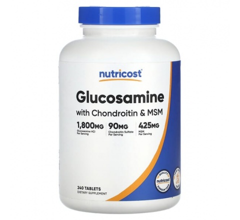 GLUCOSAMINE (1800MG)WITH CHONDROITIN(90MG) & MSM(425MG)-240 TABLETS-SỨC KHỎE SỤN,KHỚP-HỔ TRỢ ĐIỀU TRỊ THOÁI HÓA KHỚP-VIÊM KHỚP