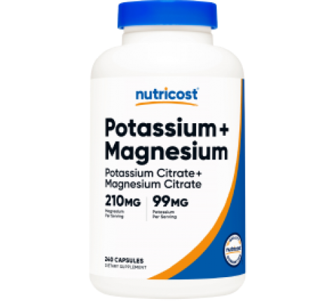 POTASSIUM (210MG) MAGNESIUM (99 MG)  240 Capsules- Tăng Cường Chức Năng Hệ Thần Kinh-Tim Mạch-Giảm căng cơ cho người Tập luyện Thể Thao