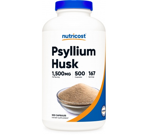 PSYLLIUM HUSK  Capsules (500 MG) (500 Capsules)- Vỏ Mã Đề - Bổ Sung Chất Xơ hòa tan Nhuận Tràng Tự Nhiên