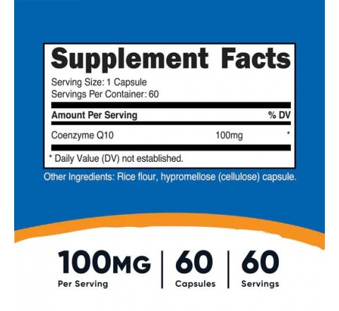 CoQ10 Capsules (100 MG) (60 Capsules)- Hổ Trợ Tim, Chức năng Nhận Thức của Não