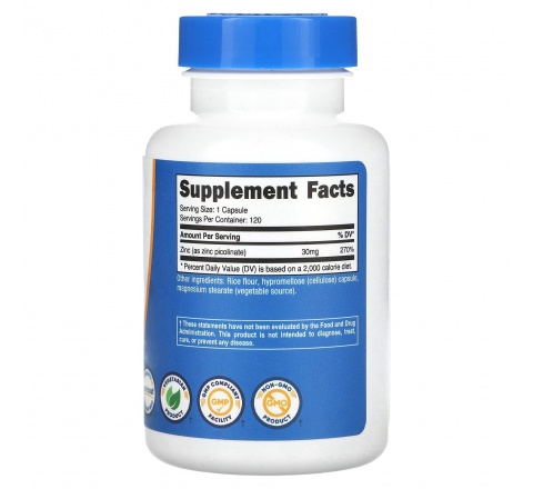 ZINC (KẼM) PICOLINATE 3MG- 120 VIÊN- TĂNG CƯỜNG HỆ MIỄN DỊCH-CHUYỂN HÓA TESTOSTERONE